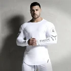 Осенние мужские футболки футболка с длинным рукавом тренажерный зал Рашгард для фитнеса тренировки быстросохнущая Бодибилдинг дышащая спортивная одежда