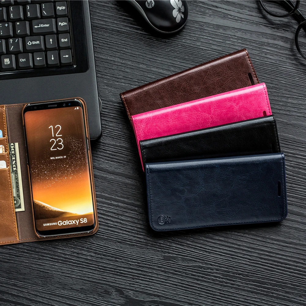 Чехлы книжки из искусственной кожи для телефонов Samsung Galaxy S7 S8 роскошный кожаный