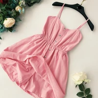 2019 chic sling playsuits solid color single breasted high waist holidays casual short rompers stretchy waist jumpers