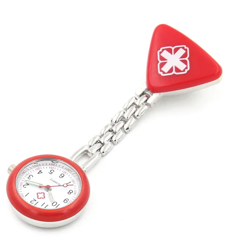 

Newly Protable Nurse Watches With Clip Red Cross Brooch Pendant Pocket Hanging Doctor Nurses Medical Quartz Watch m99