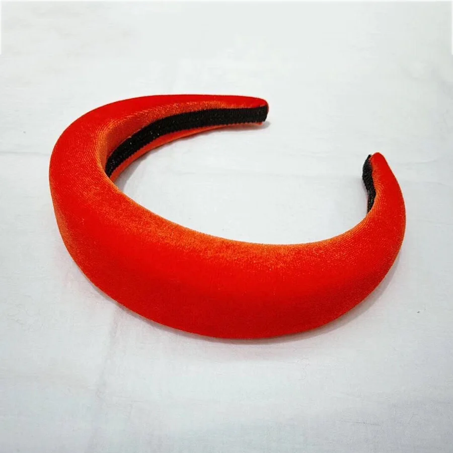 Orange Red Haimeikang, толстая бархатная повязка на голову для женщин, аксессуары для волос, модная широкая однотонная повязка на голову, пластиковый обруч для волос, повязки на голову - Цвет: Orange Red