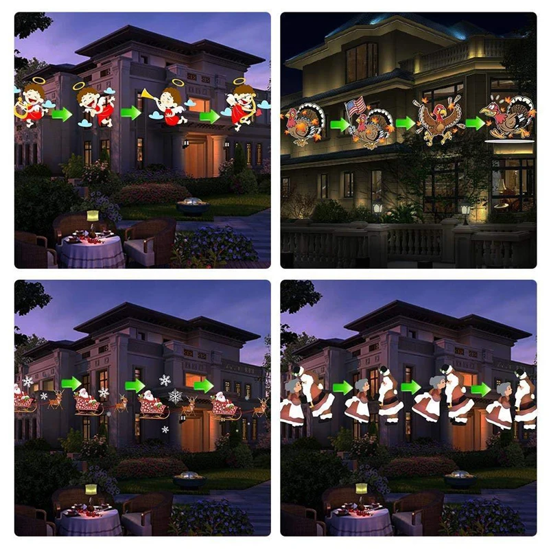 Рождественские лазерные огни Хэллоуин проектор фонарик с 4/12 картами лампа