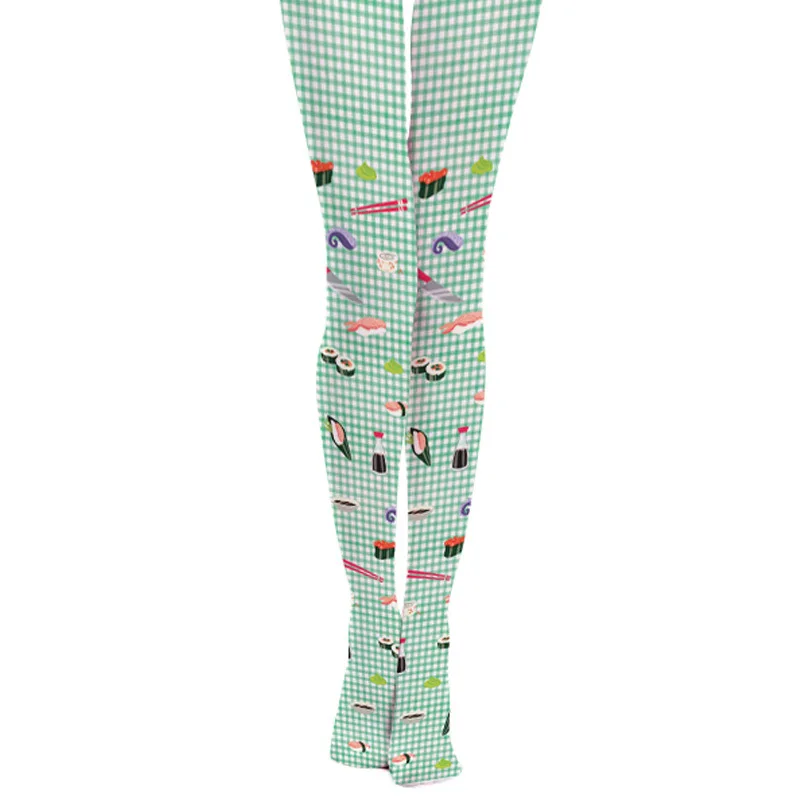 

2017 Spring New Plaid Cartoon Sushi Printed Pantyhose