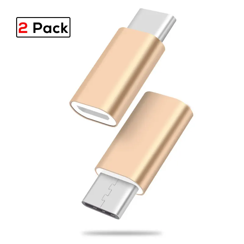 Gold SUPTEC 2 шт USB адаптер usb type C штекер Micro USB Женский адаптер типа OTG-C Конвертер Разъем для Macbook samsung huawei - Цвет: Gold