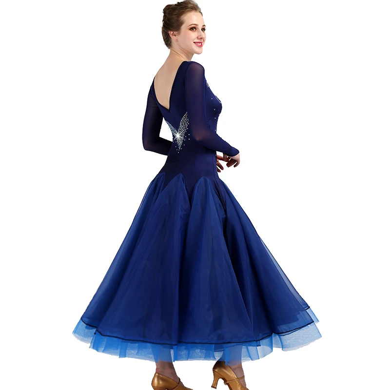 

Standard Ballroom Dance Dresses Women Blue Flamenco Dancing Costume Lady's Elegant Waltz Ballroom Competition Dress