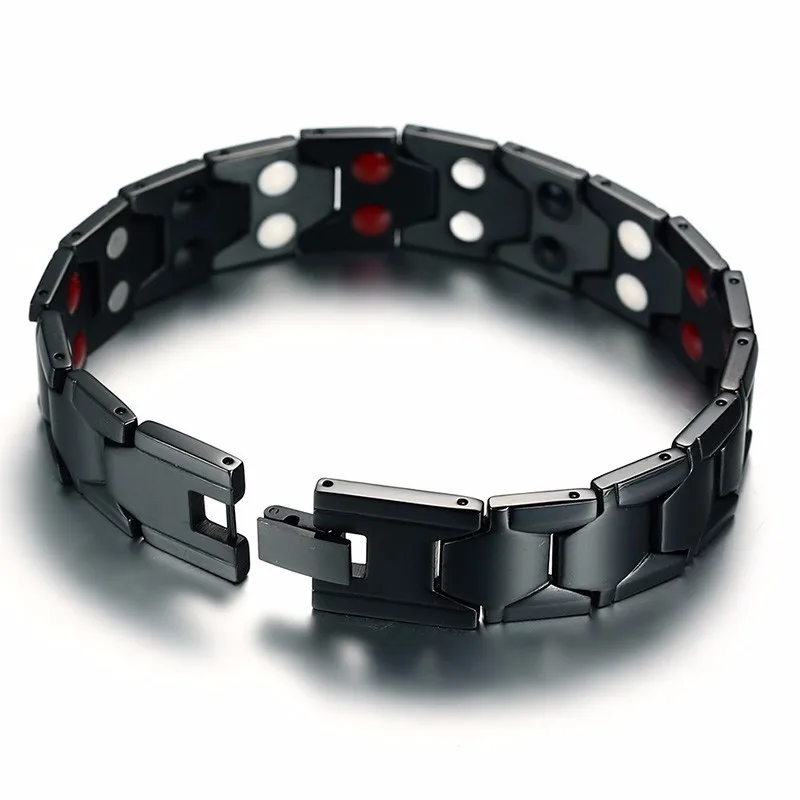 Мужской биобраслет из нержавеющей стали черный браслет для здоровья|Браслеты с
