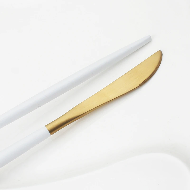Gold Dinnerware Set Stainless Steel Cutlery 4 Pieces Black Knife Fork Tableware Silver Cutleries Western Food |