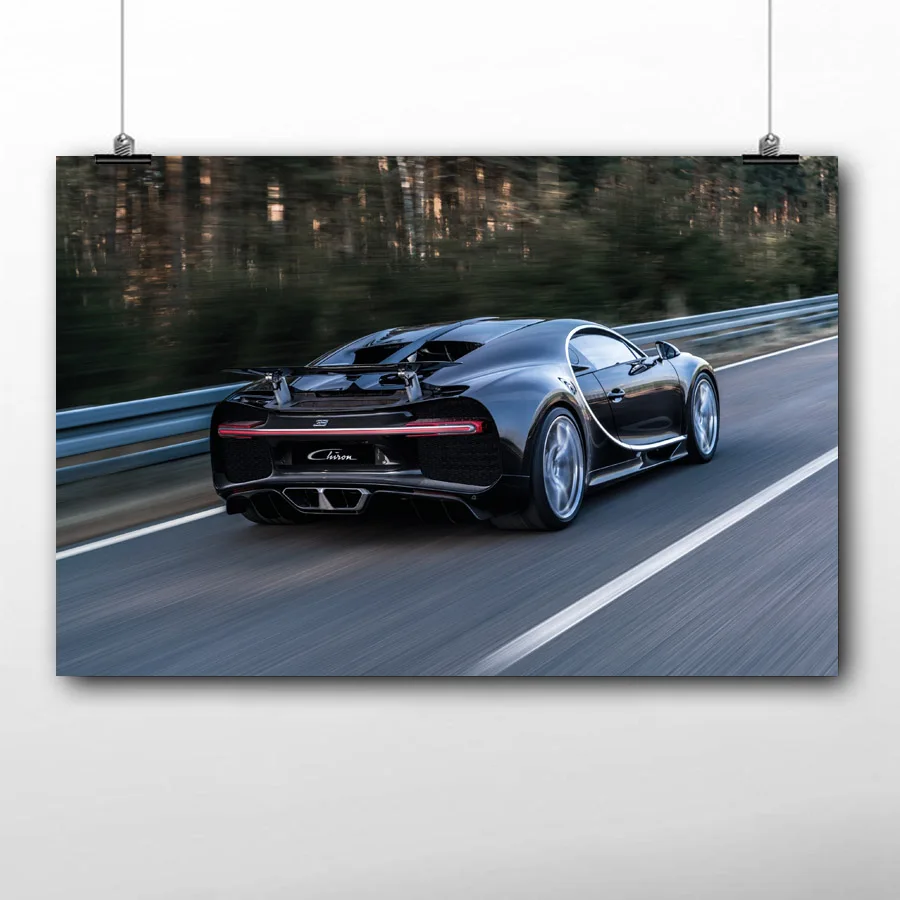 Бургундия Супер автомобильный плакат Bugatti Chiron Sport Auto Wall Art Холст печать для декора гостиной картина в рамке - Цвет: Бургундия