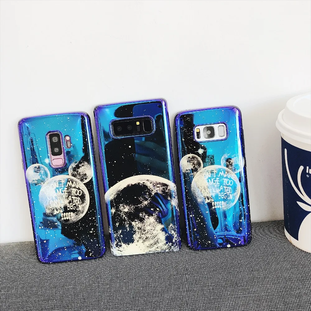Mirror Laser Phone Case For Samsung Galaxy S8 S9 S7 Edge Note 8 Plus 9 Mickey Mouse Cartoon Cat Dog Soft Rubber Cover |