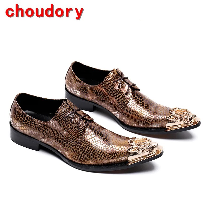 Мужские туфли оксфорды из кожи питона Choudory классические крокодиловой на скрытом