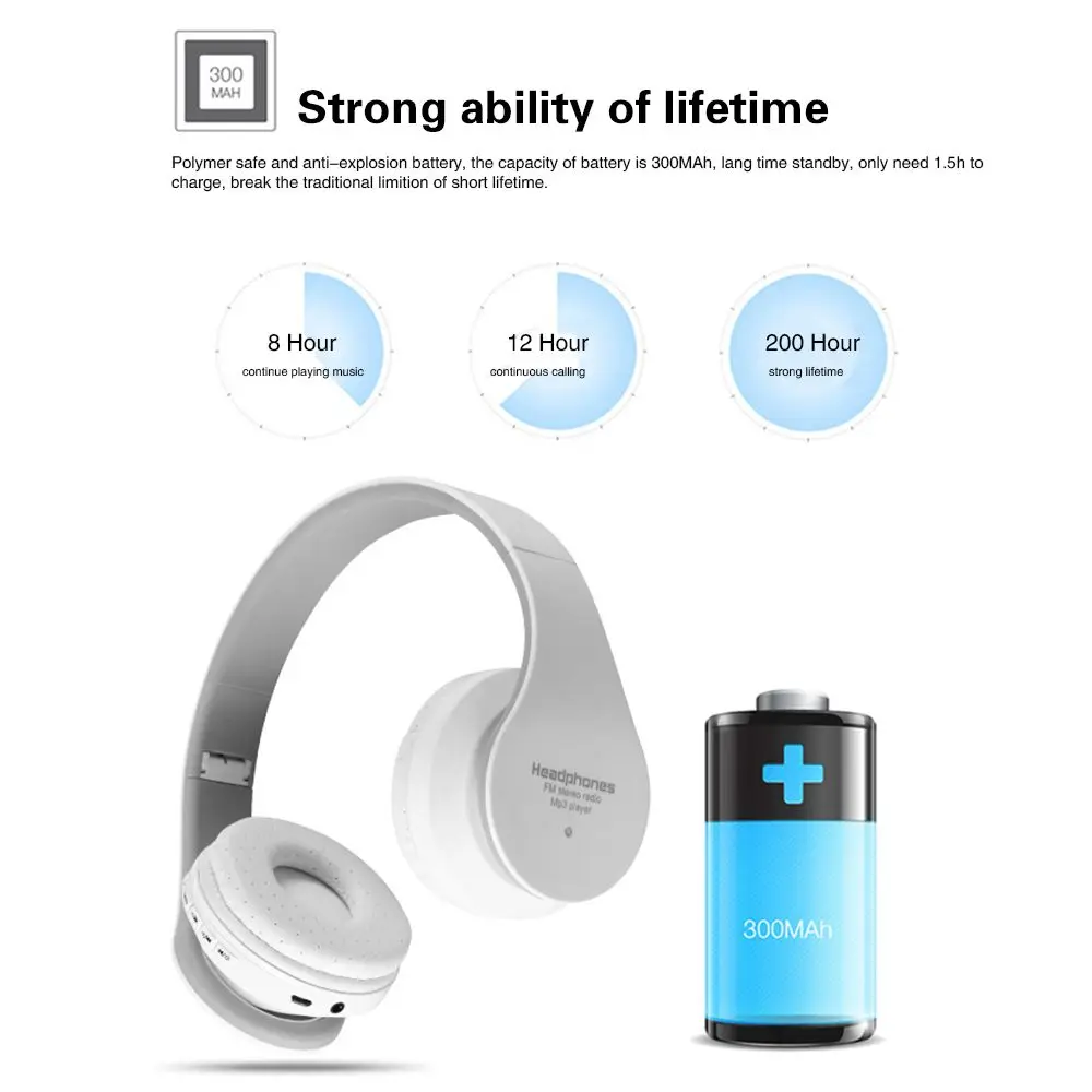 Топ предложения Беспроводной наушники Bluetooth стерео бас Hi-Fi складной легкий