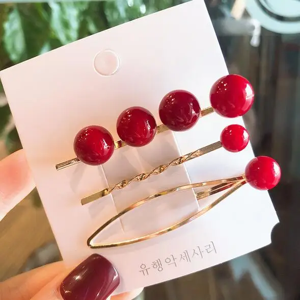 3 шт. корейские модные металлические геометрические хрустальные шпильки для