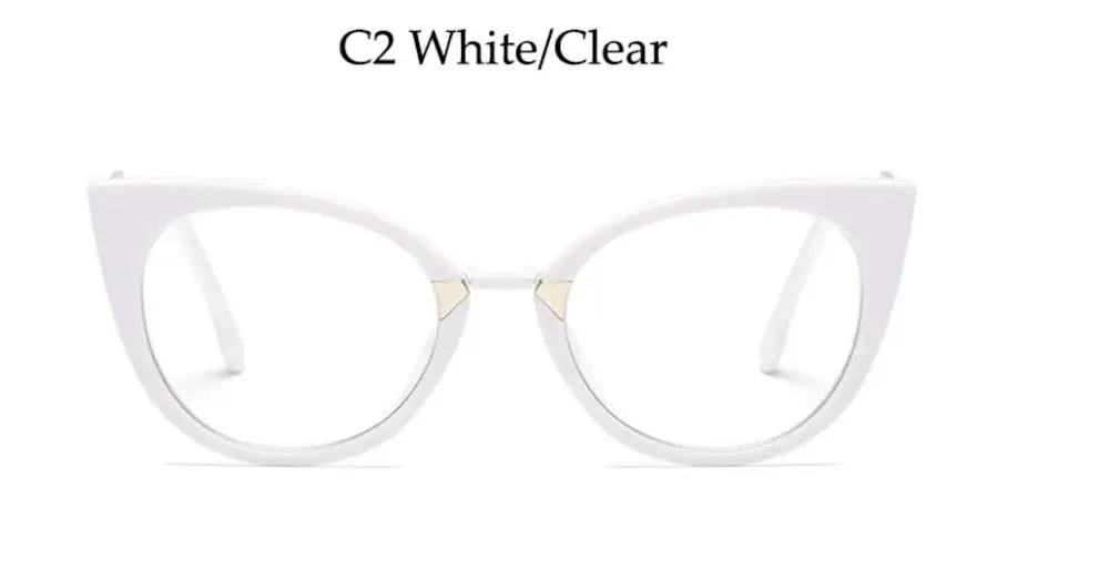 c2 white clear Красная оправа для очков, женские модные очки, кошачий глаз, оптическая оправа, близорукость, очки для девушек, женские очки, очки, Изогнутые ноги - Цвет оправы: c2 white clear