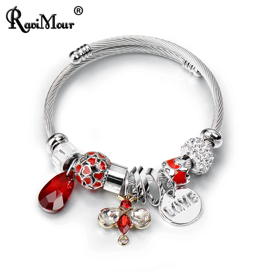 RAVIMOUR браслеты для женщин полые любовь женское модное ювелирное изделие из