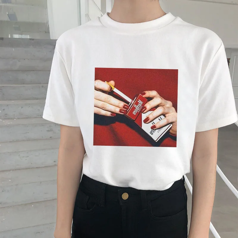 Женская футболка Harajuku Vogue Повседневная с коротким рукавом и принтом сигарет