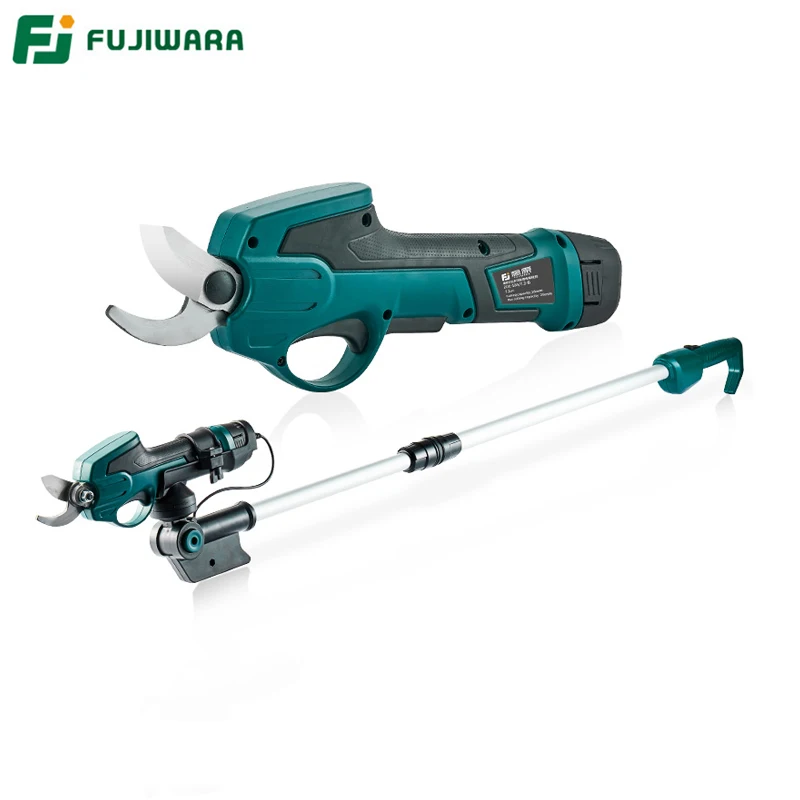 FUJIWARA Electric Pruning Scissors Pruning Shears 7.2V Lithium Battery 0-25mm Garden Pruner 160-200mm Retractable Extension Rod