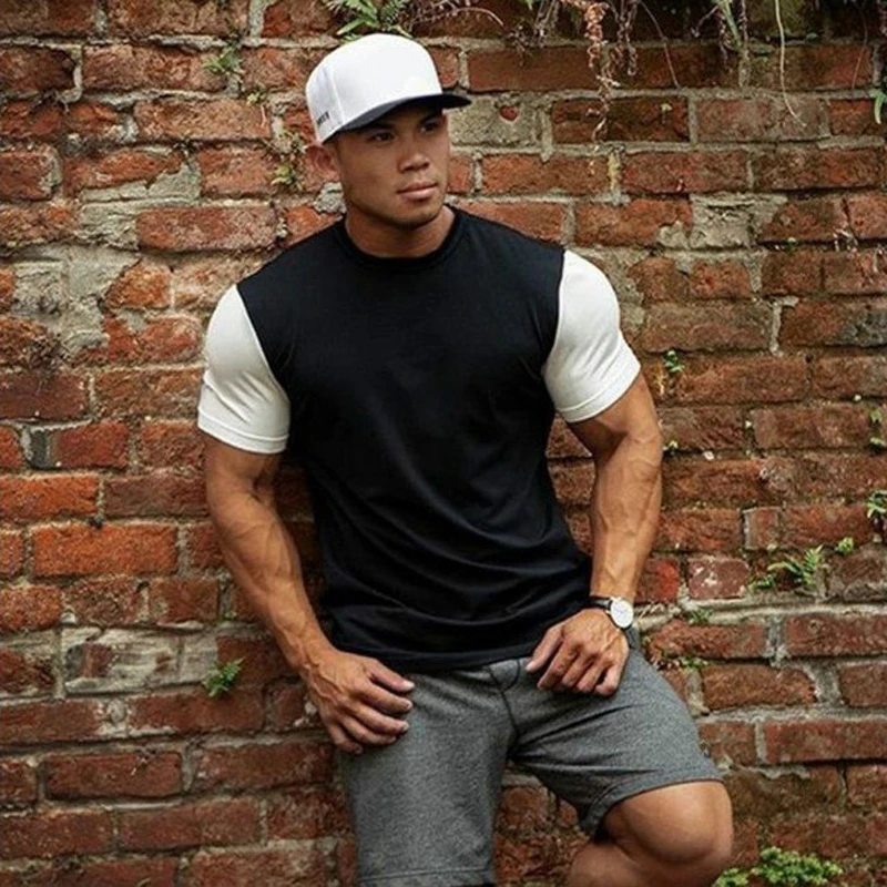 2017 новая летняя повседневная одежда Черный и белый цвета лоскутное фитнес