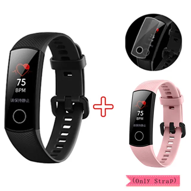 add Pink Strap Смарт-браслет huawei Honor Band 4 0,9" Amoled цветной сенсорный дисплей для плавания Honor Band 5i Кнопка сердечного ритма сна - Цвет: add Pink Strap