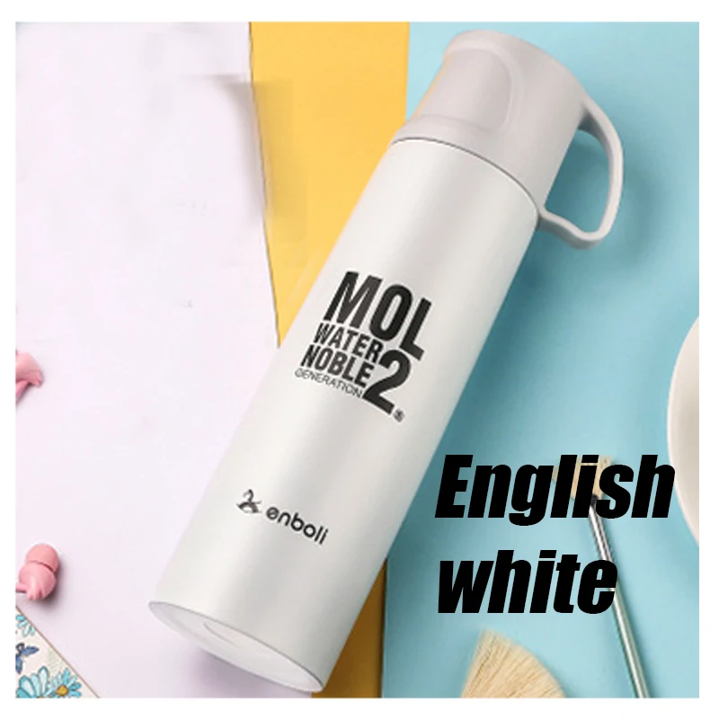 English White 500 мл Термос из нержавеющей стали, термосы, термосы для детей, детские термосы с крышкой для чая, Термокружка - Цвет: English White