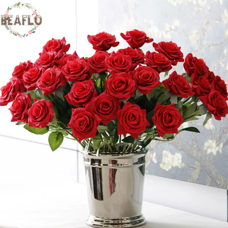 15 шт./лот искусственные цветы любовь роза шелковая ткань ручная работа для