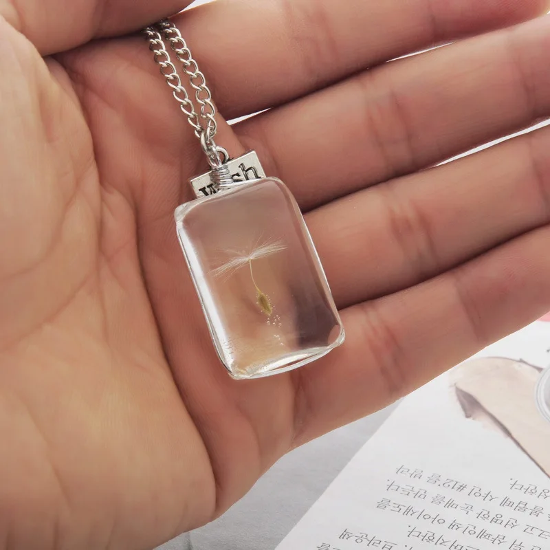 Новое ожерелье с высушенными цветами ручная работа Прямоугольный кулон