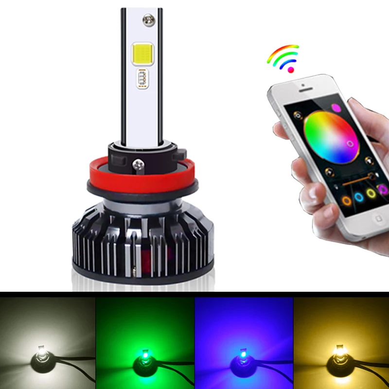 Светодиодный налобный фонарь с RGB чипом светодиодные лампы головного света H4 H1 H7