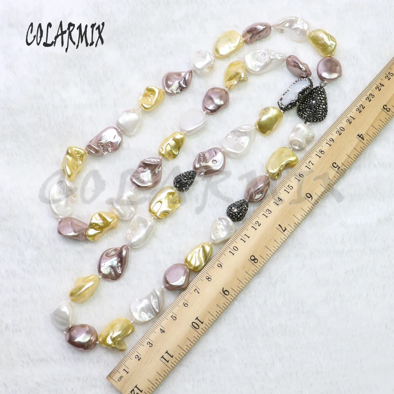 3 пряди натурального жемчуга ожерелье из бисера смешанные цвета с покрытием