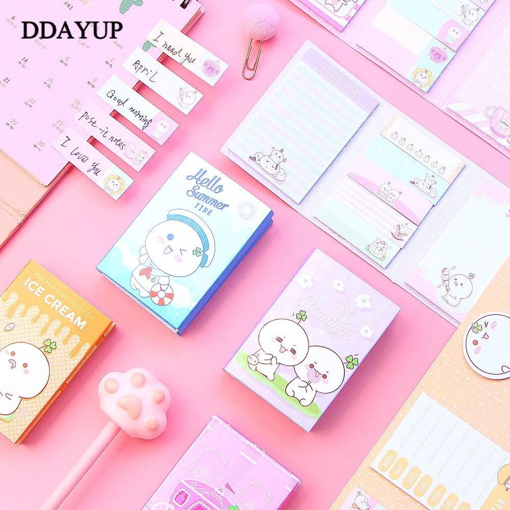 1 шт. Kawaii милый мультфильм блокнот Липкие заметки 6 складной подарки школьные