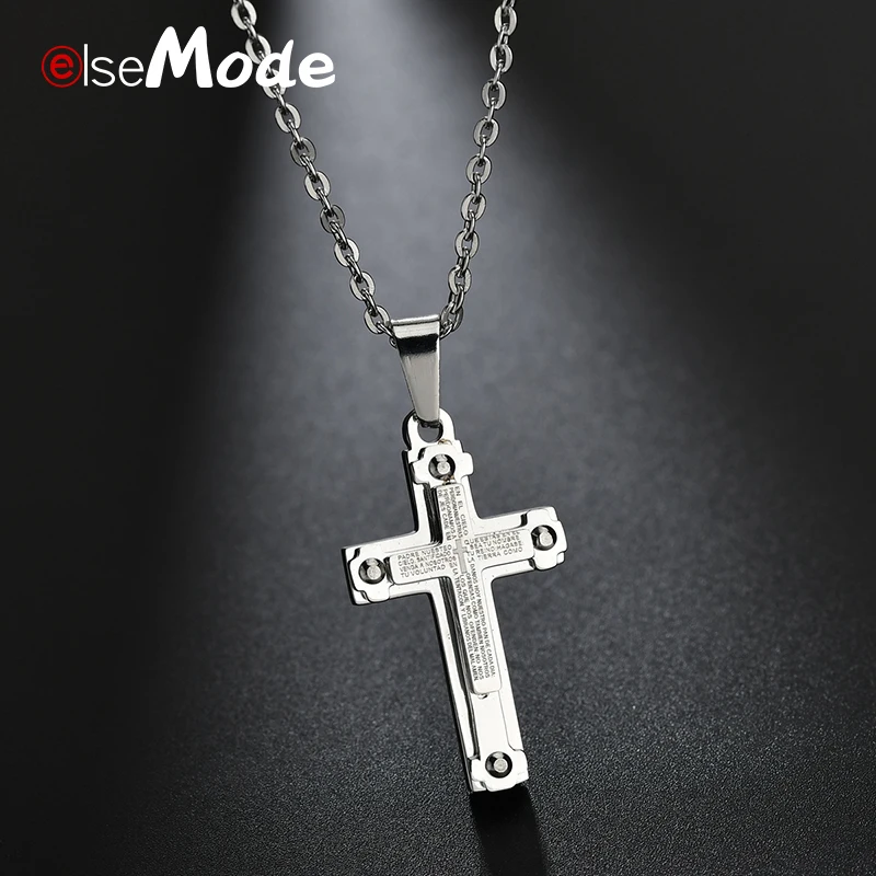 ELSEMODE христианская Библия молитвенная Подвеска Ожерелье для женщин нержавеющая