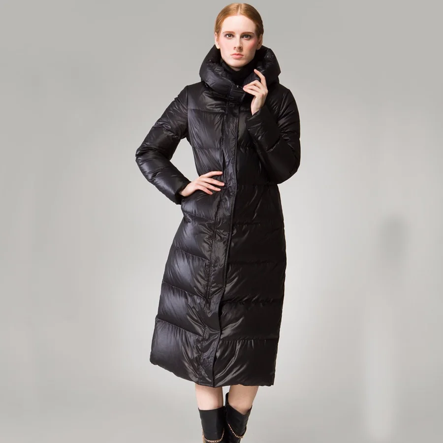 Женское зимнее пальто с капюшоном Толстая теплая длинная Парка свободного