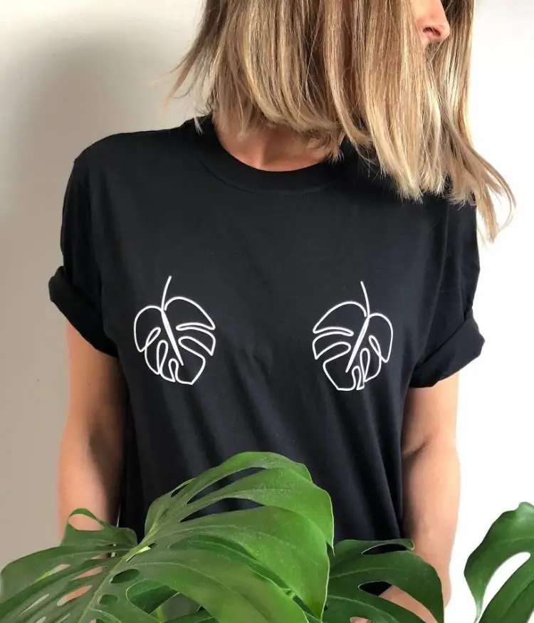 Monstera leaf женская футболка Повседневная хлопковая хипстерская забавная Футболка для леди Йонг Девушка Топ тройник Прямая поставка ZY-25