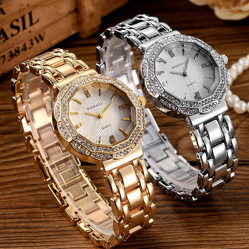 Женские наручные часы BAOSAILI с цветком из золотого и серебряного сплава роскошные