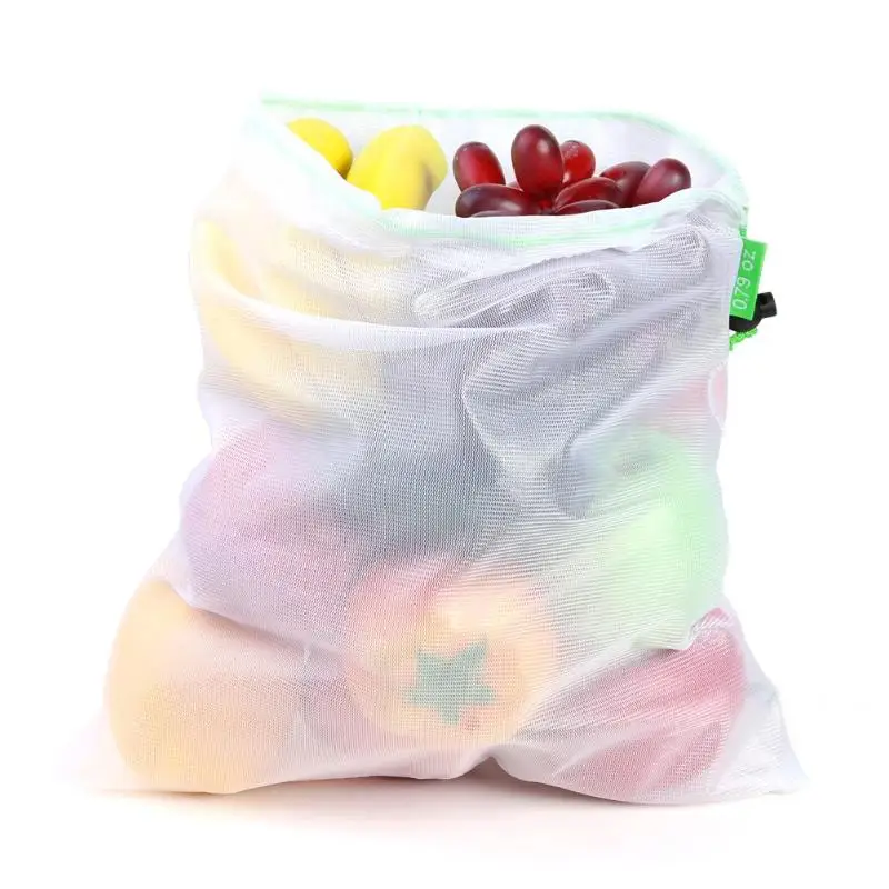 Многоразовые сетчатые сумки, моющиеся мешки для хранения продуктов, для хранения фруктов, овощей, игрушек, органайзер, сумка для хранения, 3 размера
