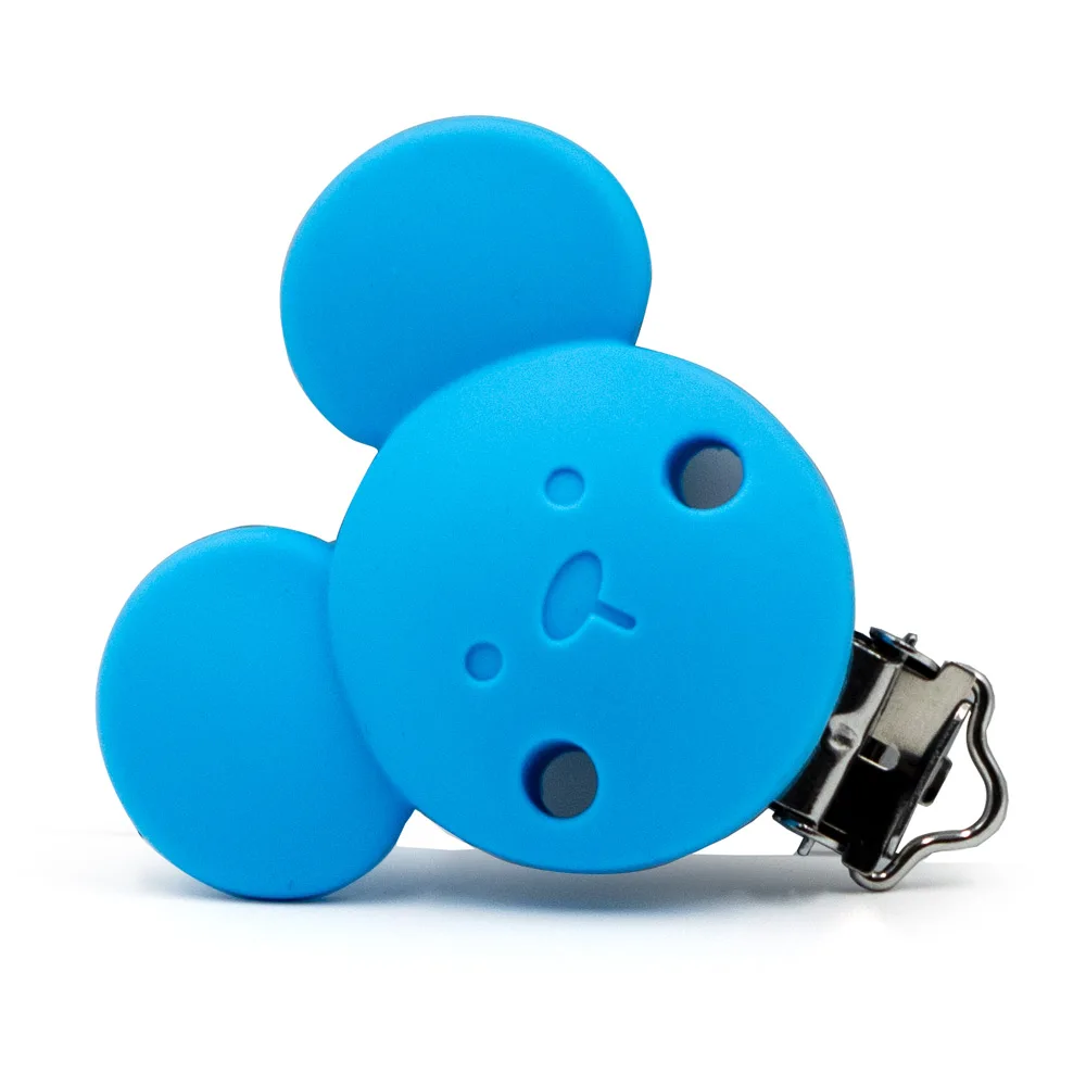 Sky Blue 50 шт. Perle силиконовые клипсы для соски Микки BPA бесплатно пустышка цепочка для прорезывателя держатель DIY Детская мышь животное уход Прорезыватель игрушка - Цвет: Sky Blue