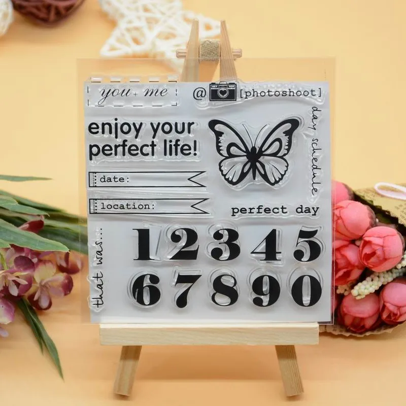 

Butterfly Number Rubber Clear Stamp for Card Making Decoration and Scrampbooking Happy birthday Clear stamp