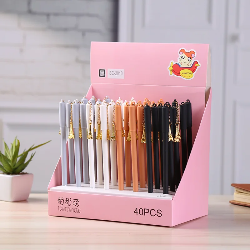 Корейская креативная Милая гелевая чернильная ручка с Эйфелевой башней кулон из