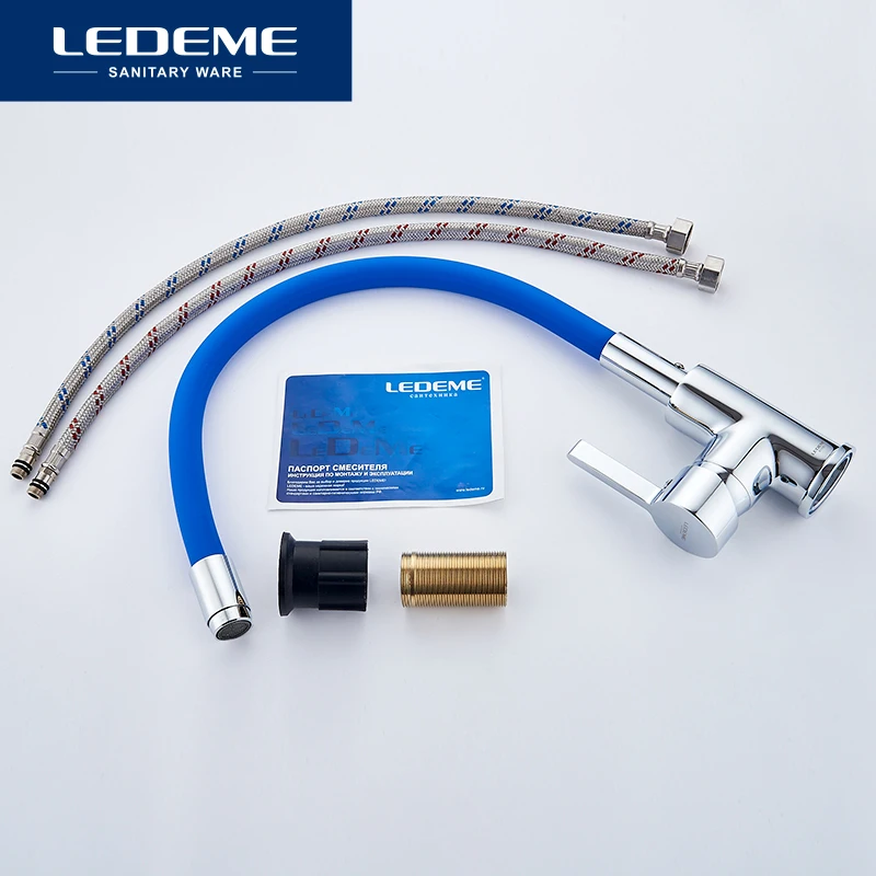LEDEME Смеситель для кухни с силиконовым изливом латунь L4898|kitchen faucet|brass kitchen faucetkitchen