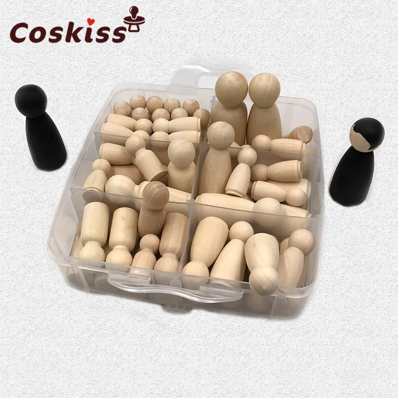 Wooden Peg Dolls Maple Unpainted Kids Birthday Gifts Handmade Unfinished Weddings Cake Dolls Decor Dolls Teething Toys Set