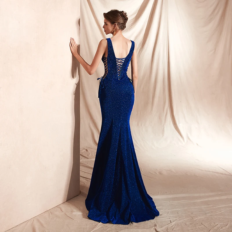 Женское вечернее платье с глубоким v-образным вырезом Forevergracedress темно-синее