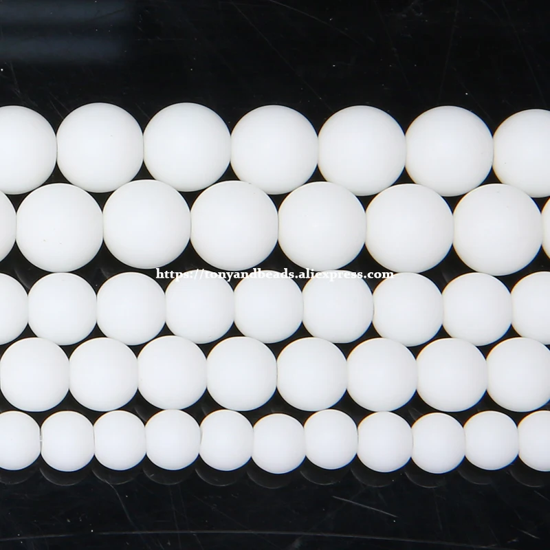 

White Dull Polish Matte Ceramic Round Loose Beads 15" Strand 4 6 8 10 12MM Pick Size For Jewelry Making
