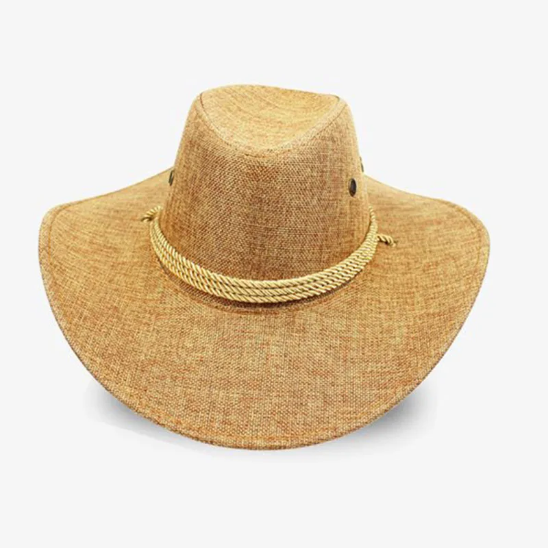 QDKPOTC Весна Лето Новые льняные ковбойские шляпы для мужчин и женщин для улицы козырек большие карнизы шляпа для рыбалки конные товары первой необходимости