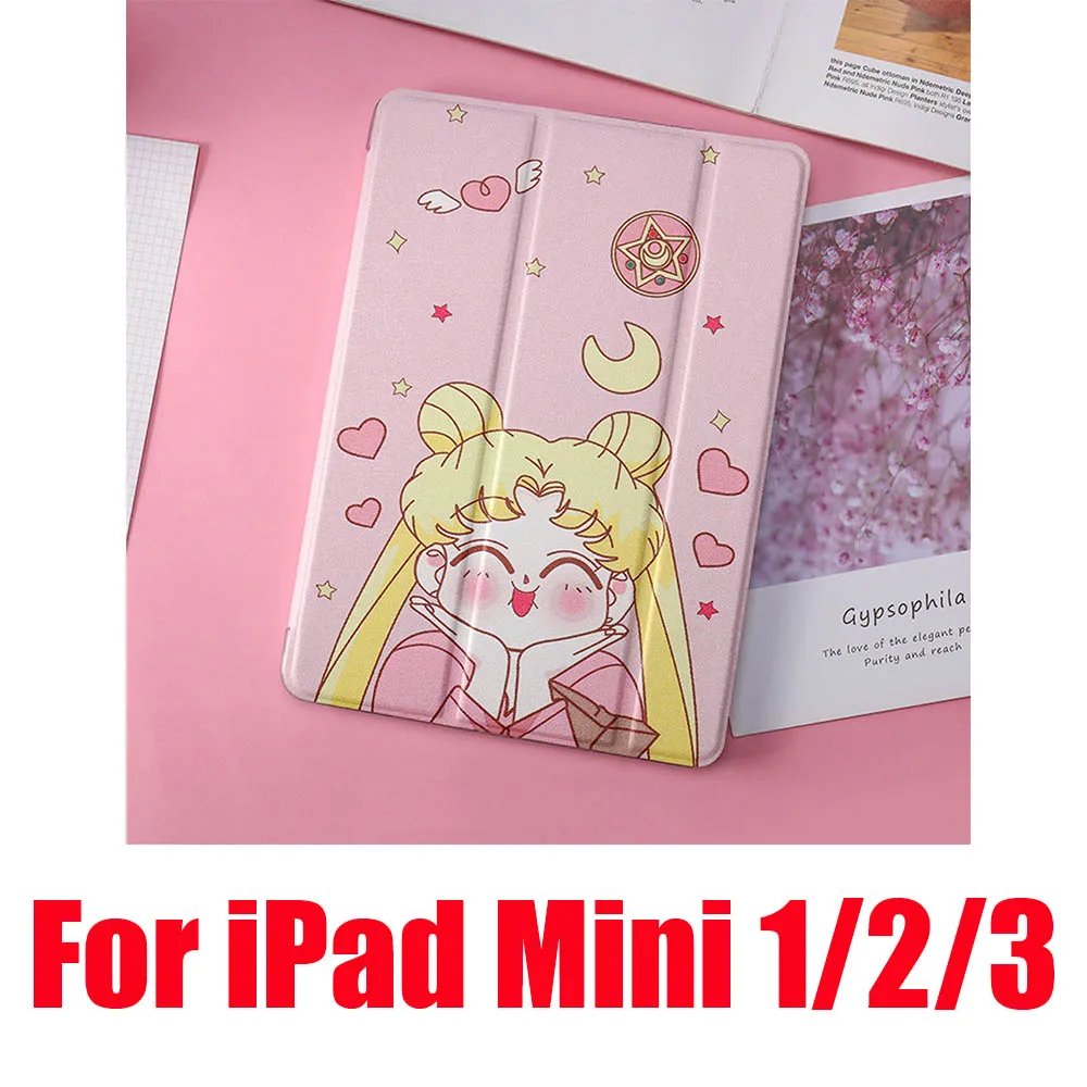 Acting Cute Mini 123 Милые Чехлы Сейлор Мун для iPad 2/3/4 Mini 1 2 3 4 5 Air 1 2 10,5 Pro 9,7 10,5 мягкий кожаный чехол для планшета - Цвет: Acting Cute Mini 123