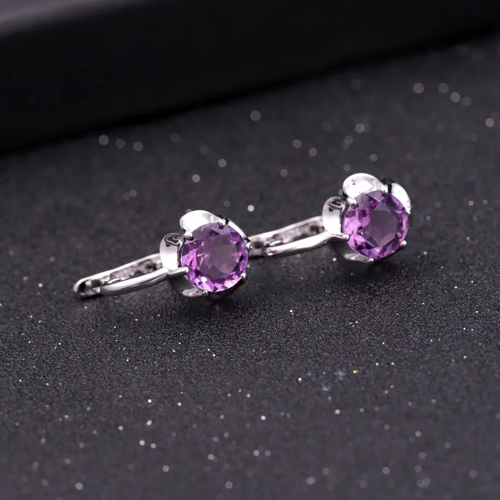 GEM'S балетные овальные 5.32Ct натуральный Фиолетовый аметист камень по месяцу рождения серьги гвоздики чистого 925 пробы серебра ювелирные украшения для женщин
