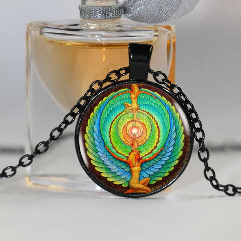 Кулон в виде символа египетского скала Серебряная цветная цепочка яркое модное