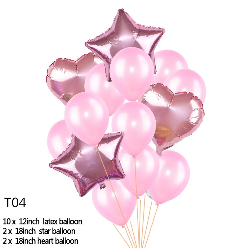BT04 14 шт Разноцветные конфетти латексные шары Сердце Звезда Воздушные шары из фольги для свадьбы День рождения вечеринки Decora DIY Baby Shower Balon поставки - Цвет: BT04
