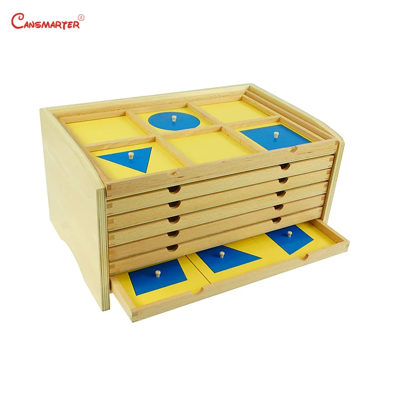 

Montessori Geometric Cabinet Sensory Educational Toys Tray Preschool Beech Wood Materials Toy Kids International Version