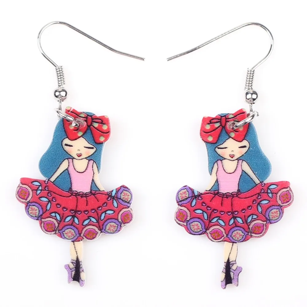 Висячие серьги Bonsny в виде ангелов для девочек сказочные акриловые модные