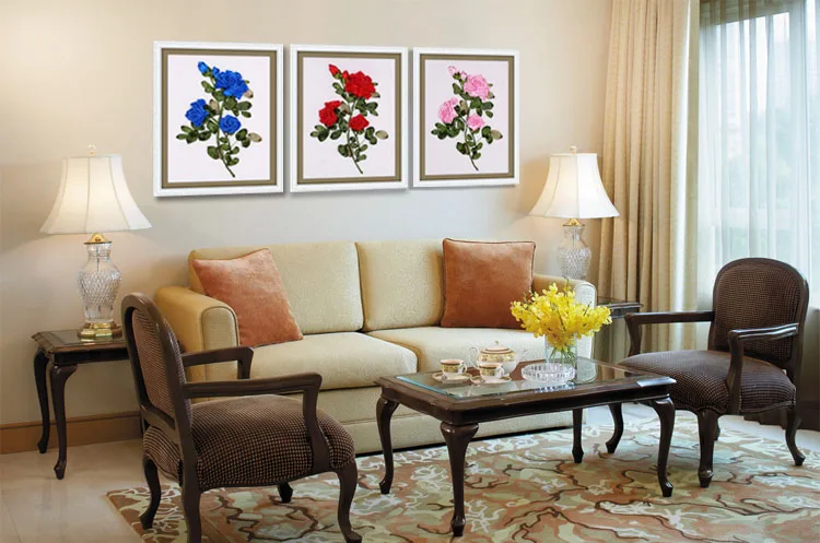 Набор для вышивки крестиком сделай сам 3D ленты наборы рукоделия синие красные