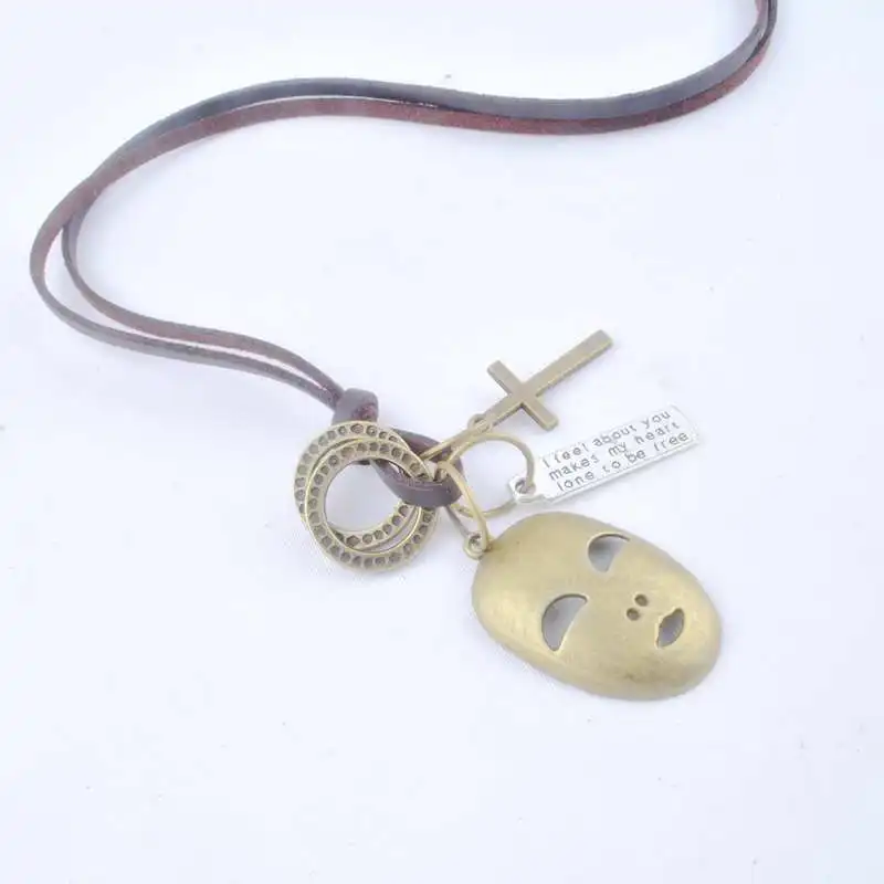 Винтажная богемная Этническая кожаная цепочка женское ожерелье свитер Крутое