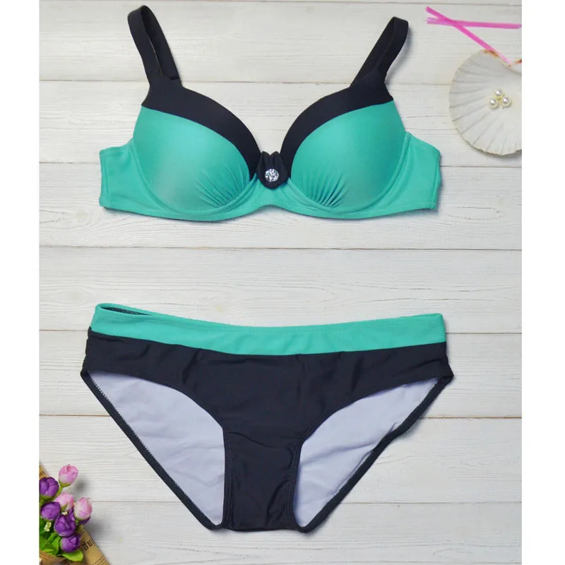 Цветочный Розовый Push Up комплект бикини Леди Купальники Для женщин ванный maillot de